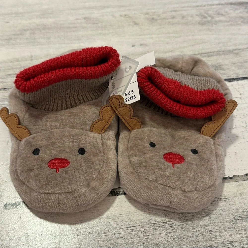 Toddler Reindeer Slippers Size 6-6.5 NEW